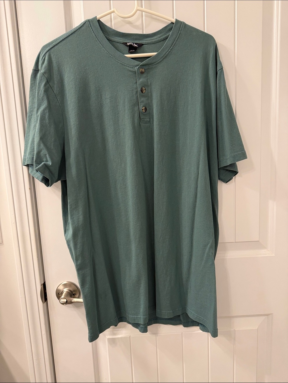XL Eddie Bauer Men's Short Sleeve Henley Shirt - Teal Green
